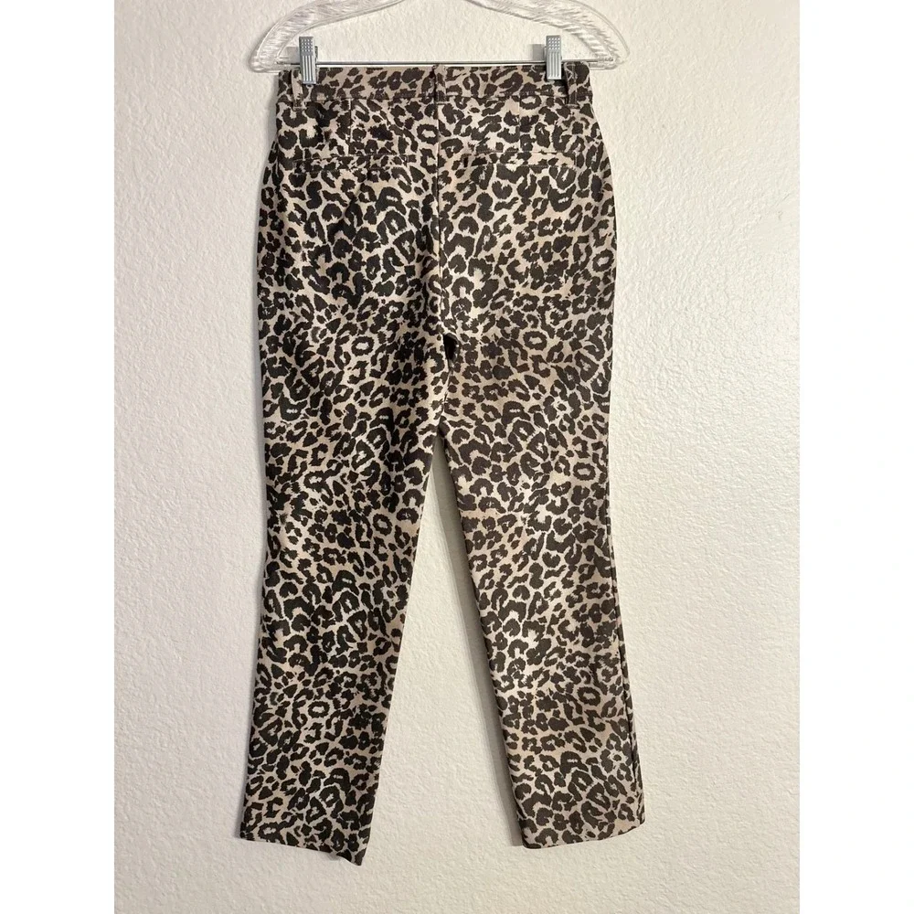 Free People Leopard‎ Print Slim Trousers Tan Brown Animal OB2106024 Womens 4